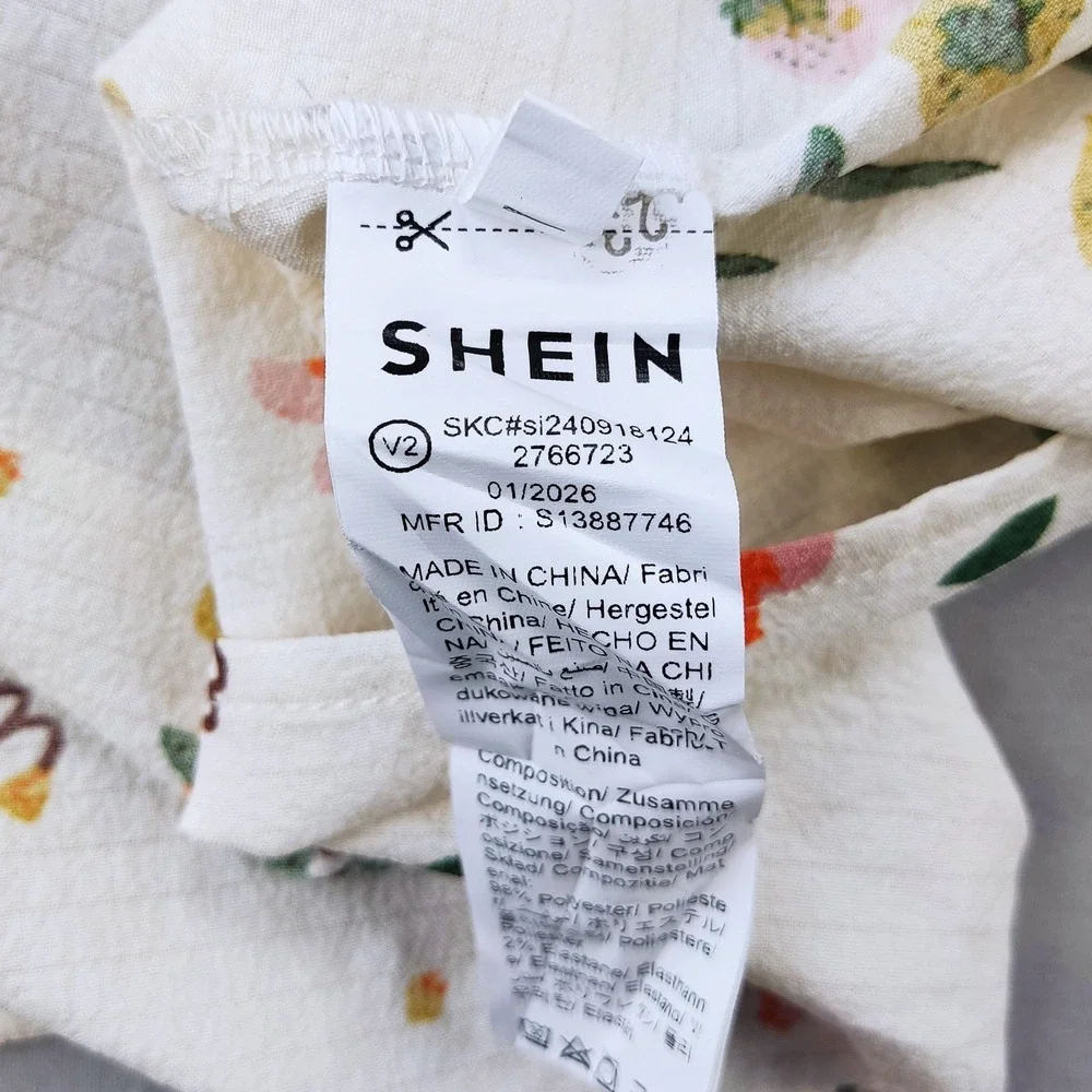 Shein Nightgown Womens‎ Medium White Floral Lace Strap Square Neck Sleep Dress